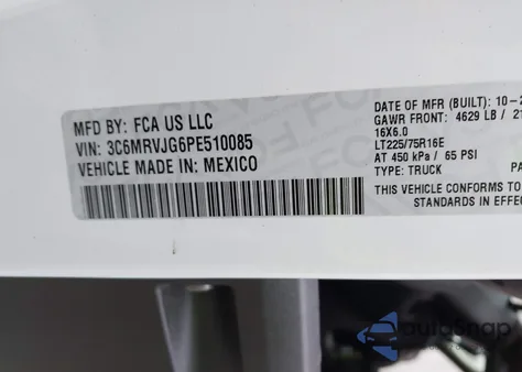 2023 Ram Promaster 3500 Cargo Van High Roof 159 Wb Ext from USA, damaged, VIN 3C6MRVJG6PE510085